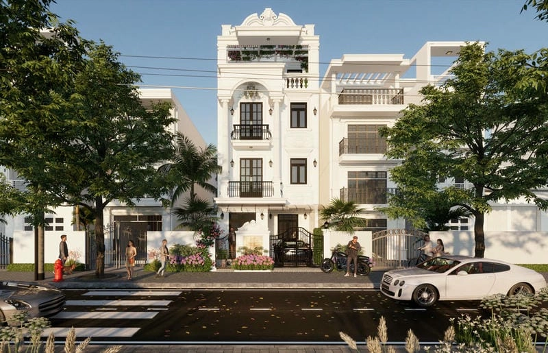 mẫu nhà tân cổ điển kiểu pháp cổ điển quý phái tinh tế