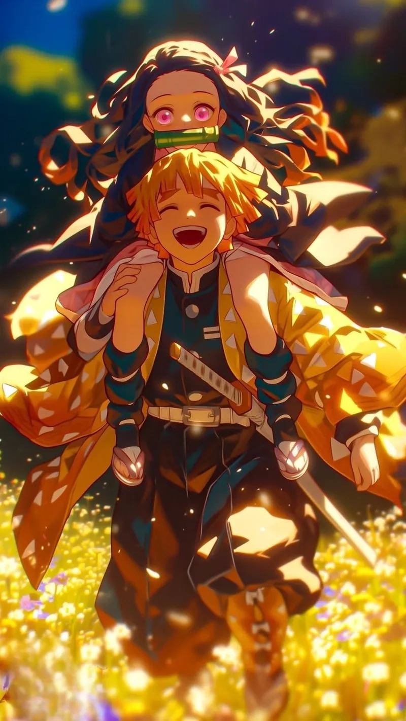 Chuyện tình dễ thương nezuko và zenitsu trong phim