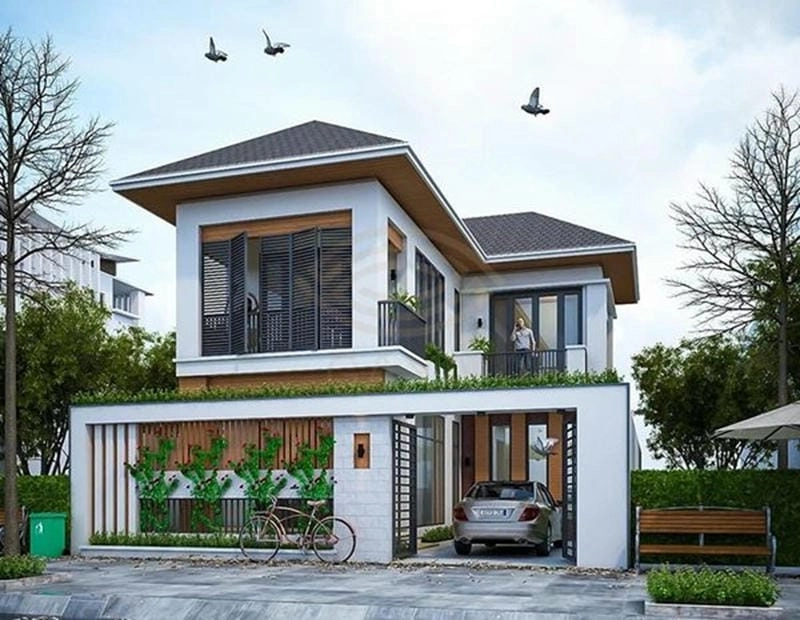 Thiết kế thông minh cho mẫu nhà 2 tầng chữ l 90m2 tiện dụng