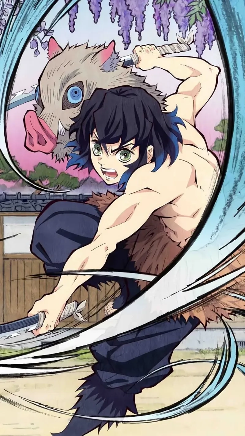 Inosuke ngầu với phong thái chiến đấu mạnh mẽ và dứt khoát