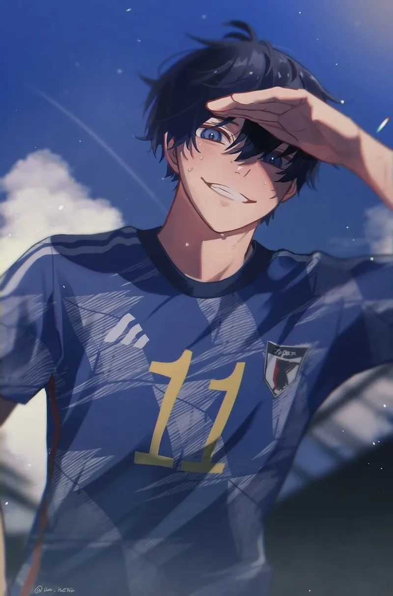 Ảnh Isagi cute với biểu cảm đáng yêu hiếm thấy trong sân cỏ