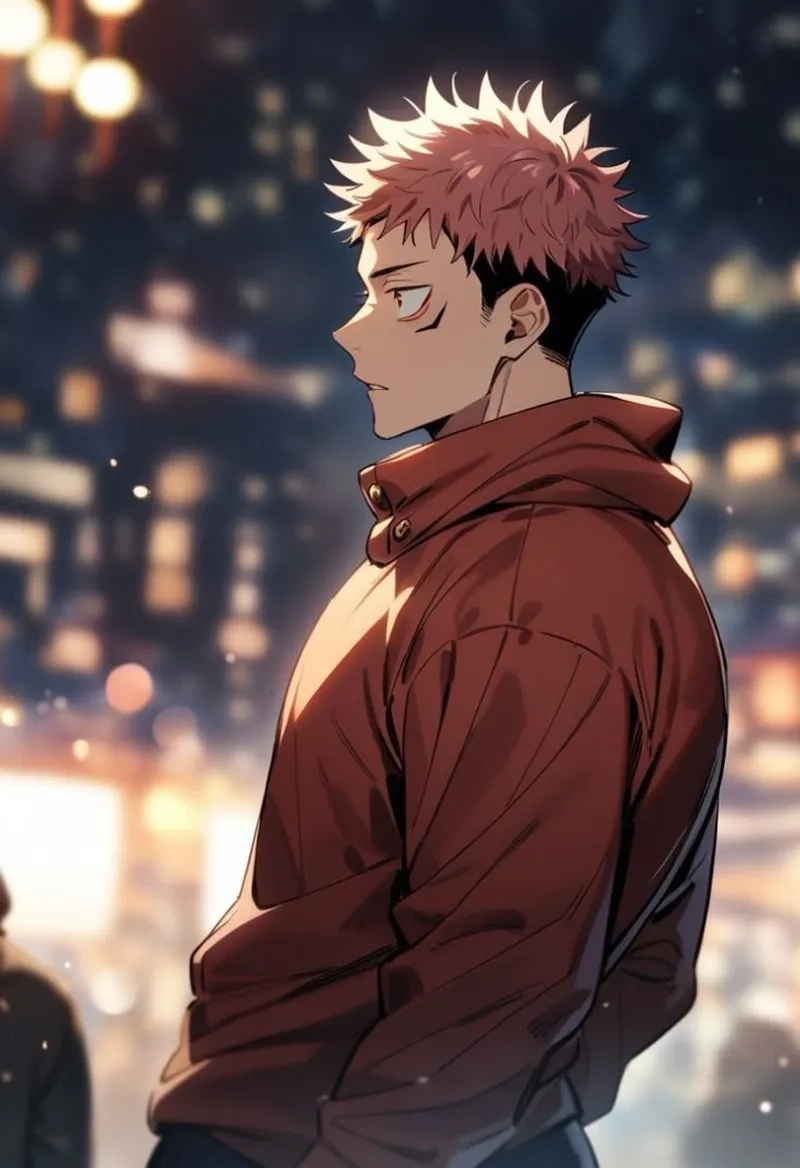 Chibi Yuji Itadori thể hiện phiên bản dễ thương, phù hợp làm avatar, sticker hoặc hình nền vui nhộn