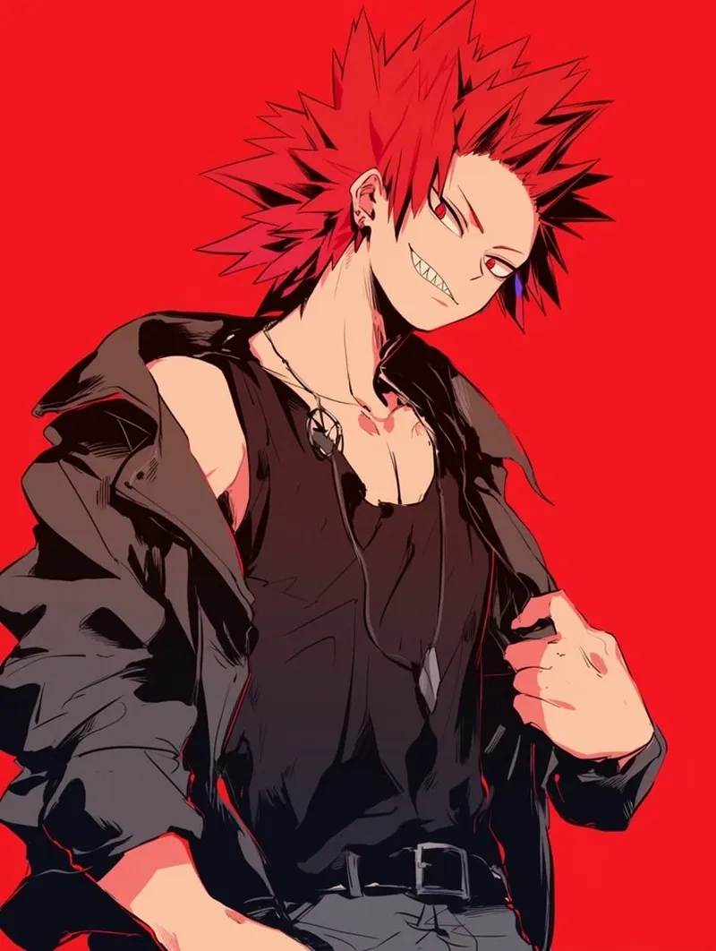 Kirishima Eijirou là tên đầy đủ của nhân vật, được biết đến với biệt danh Red Riot.