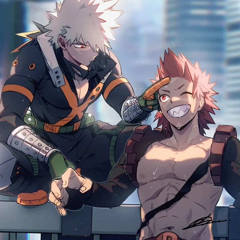 Bakugou x Kirishima cute mang nhiều khoảnh khắc đáng yêu, thân thiết giữa hai người.