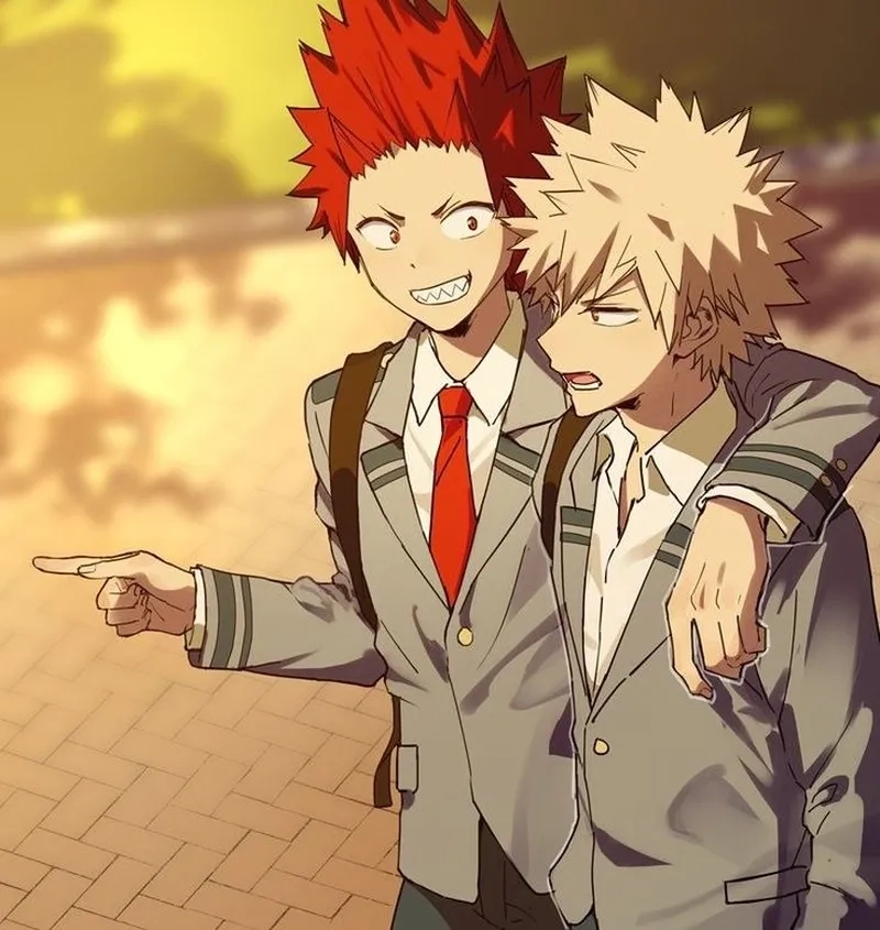 Kirishima x Bakugou cute là khoảnh khắc tình bạn và sự chăm sóc giữa hai nhân vật.