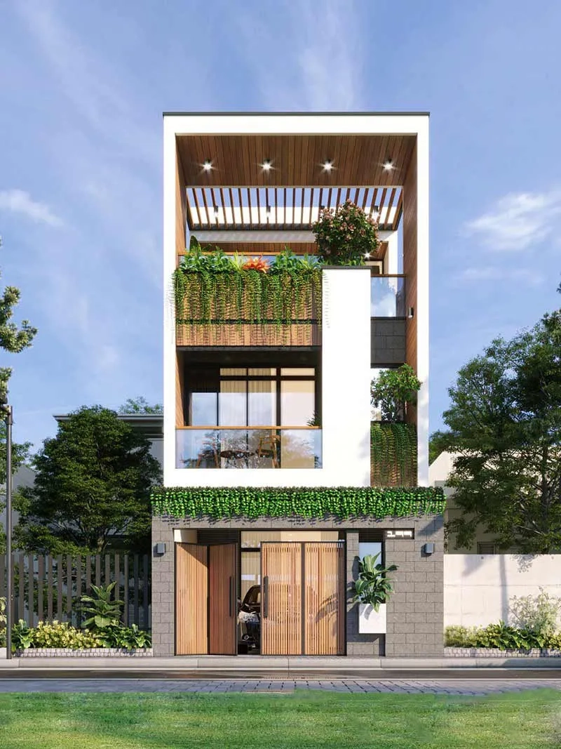 Ngắm năm 2024 mẫu nhà ống 2 tầng đẹp 2023 có tum đón gió