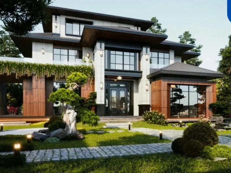 mẫu thiết kế nhà vườn 2 tầng tối ưu diện tích công năng