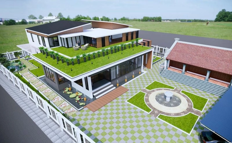 mẫu nhà vườn 2 tầng đẹp 2018 cổ điển nhưng vẫn sang trọng