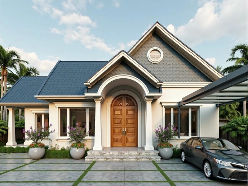 mẫu nhà mái thái có gác lửng thiết kế đẹp mắt thu hút