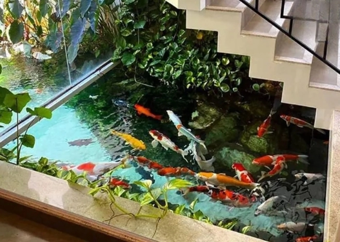 Gợi ý thiết kế thư giãn từ mẫu hồ cá koi trong nhà đẹp