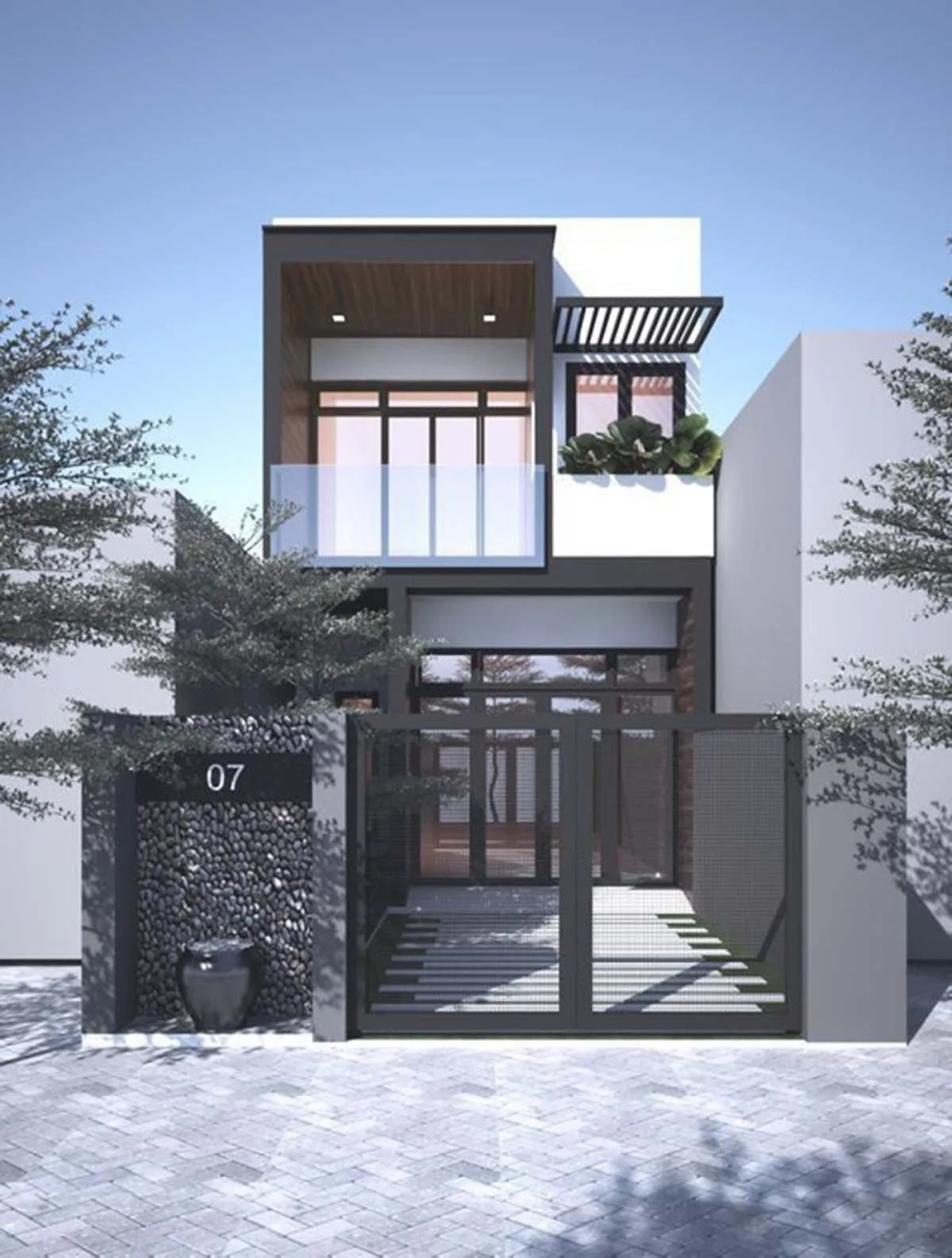 Khám phá mẫu nhà ống 2 tầng đơn giản đẹp mái bằng