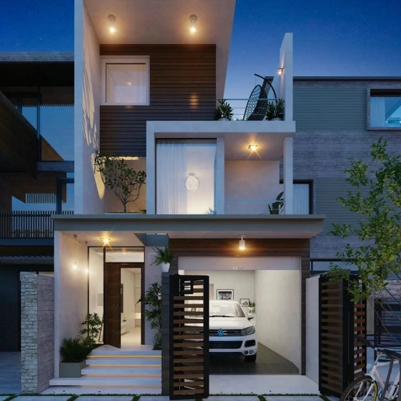 mẫu nhà 1 trệt 1 lầu đẹp 4x20 phong cách hiện đại dễ xây dựng