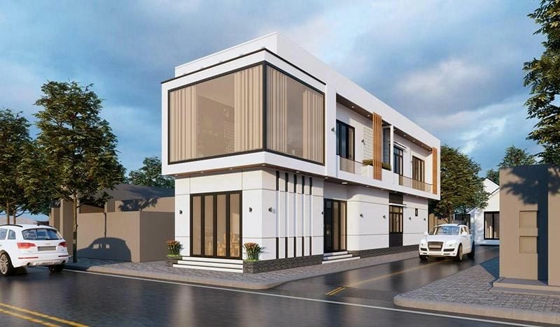 mẫu nhà 1 trệt 1 lầu đơn giản tinh tế hài hòa dễ xây dựng