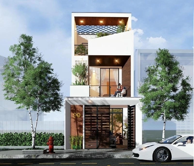 Thiết kế tối giản cho mẫu nhà 2 tầng 1 tum hiện đại