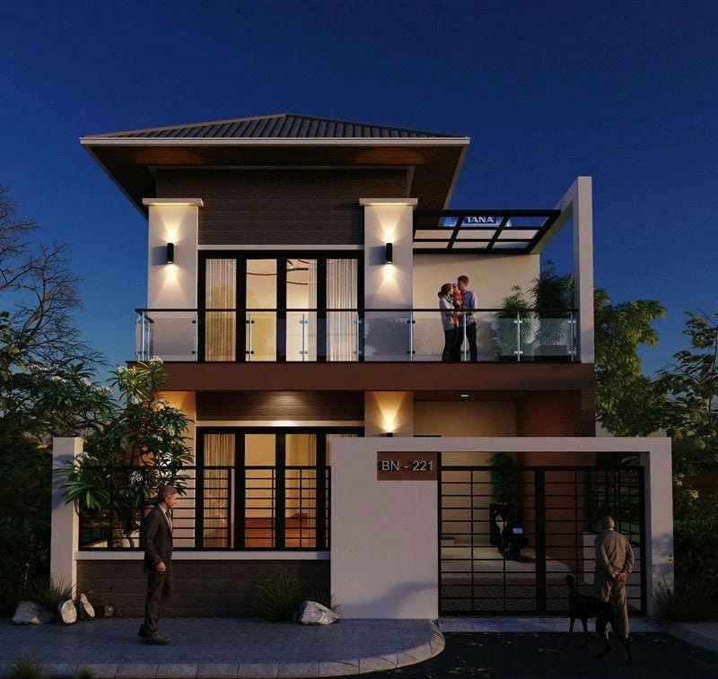 Không gian sống mẫu nhà ngang 2 tầng hiện đại ấn tượng