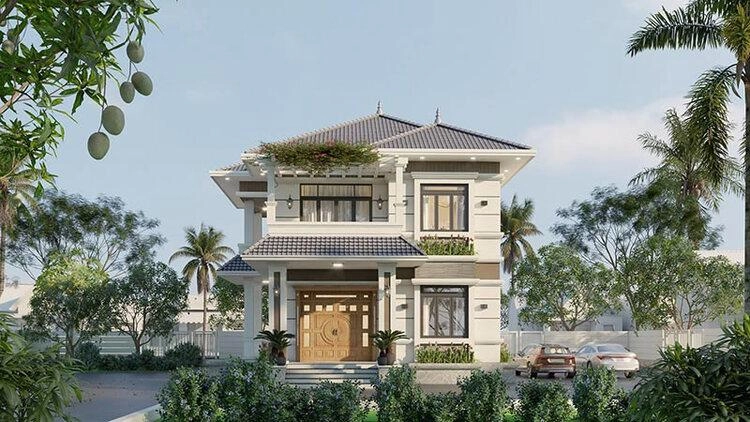 Ngắm 9x11m mẫu nhà 2 tầng mái nhật 100m2 hài hòa