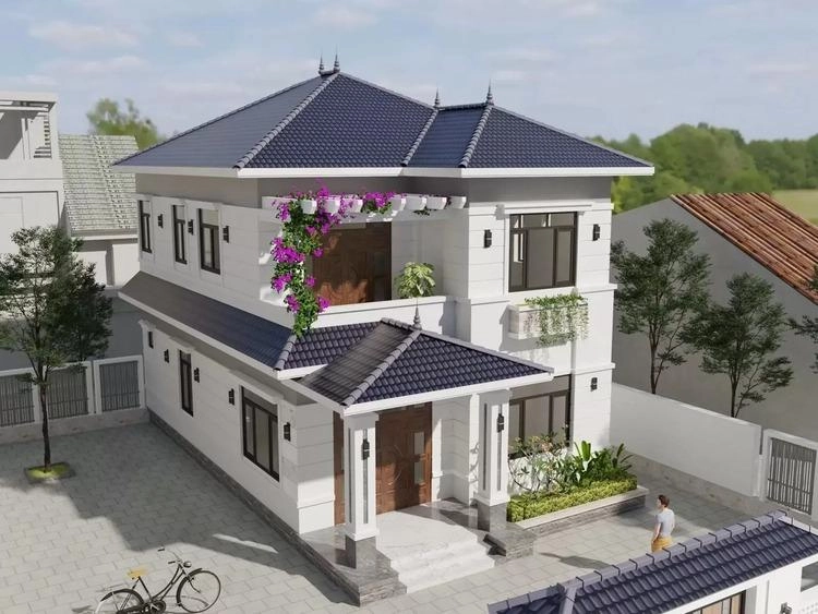 Khám phá mẫu nhà 2 tầng mái nhật 4 phòng ngủ đầy đủ tiện nghi