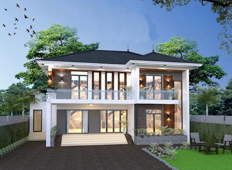 Ý tưởng mẫu nhà ngang 2 tầng đơn giản hài hòa tinh tế