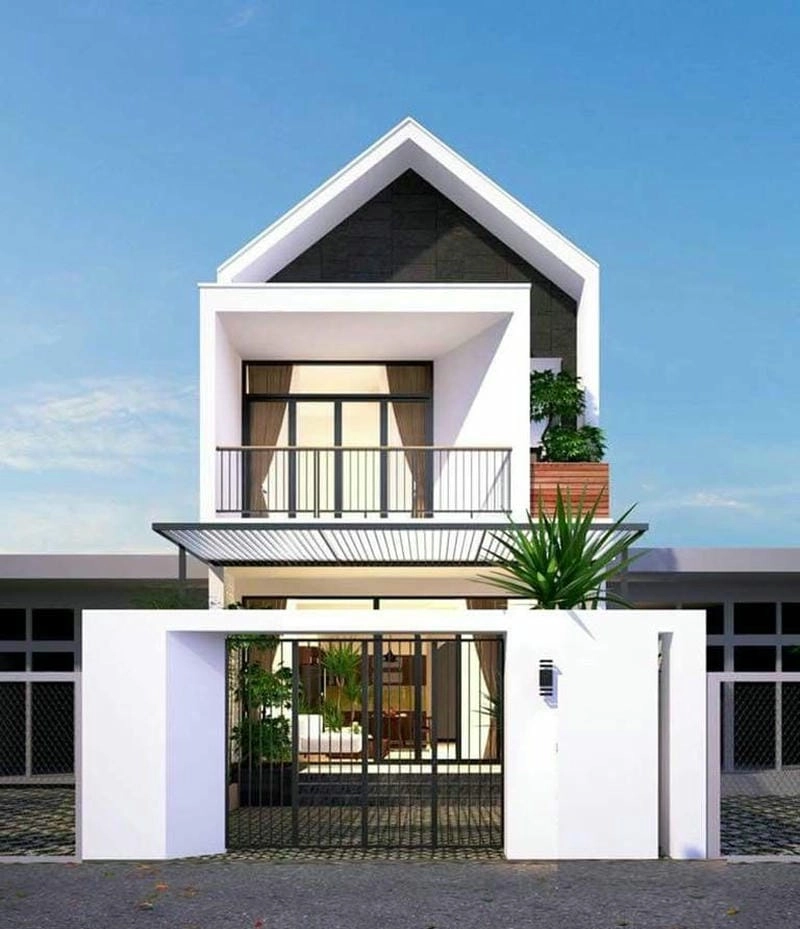 mẫu thiết kế nhà 2 tầng mặt tiền 5m kiến trúc thanh thoát hài hòa