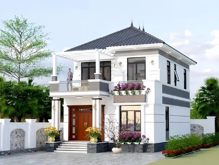 Khám phá mẫu nhà 2 tầng đẹp ở nông thôn thiết kế ấn tượng