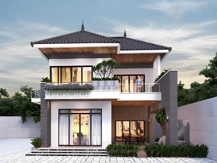 Tham khảo mẫu nhà 2 tầng đẹp ở nông thôn 2024 hiện đại