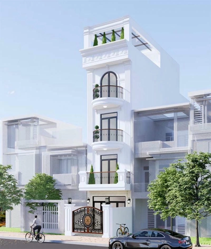 Nhà tân cổ điển 5 tầng nổi bật với nét đẹp sang trọng