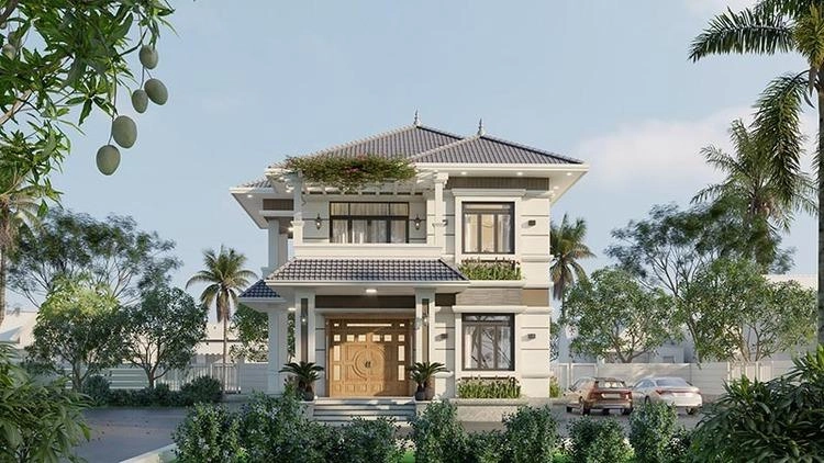 Tham khảo mẫu nhà 2 tầng 4 phòng ngủ tiện nghi