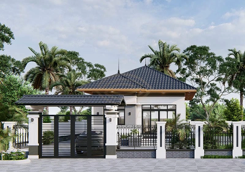 mẫu nhà 1 tầng 4 phòng ngủ đẹp lựa chọn hài hòa tiện nghi