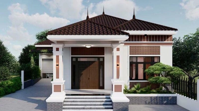 Tham khảo chi tiết mẫu nhà cấp 4 mái thái 130m2 chữ l đẹp lên xây