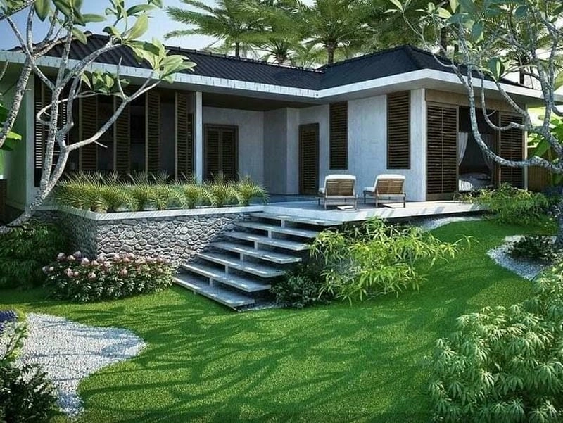 Tham khảo mẫu nhà cấp 4 mái thái chữ l 3 phòng ngủ