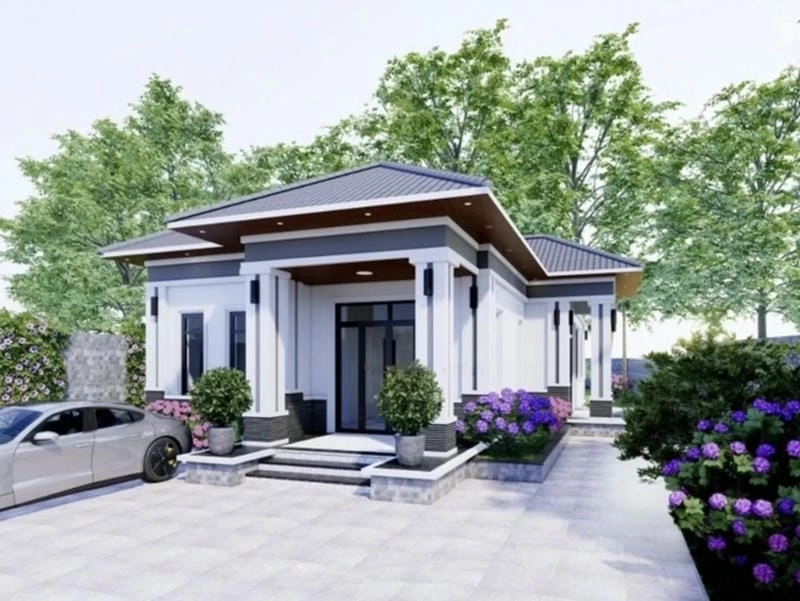 Tham khảo mẫu nhà cấp 4 40m2 2 phòng ngủ gọn đẹp