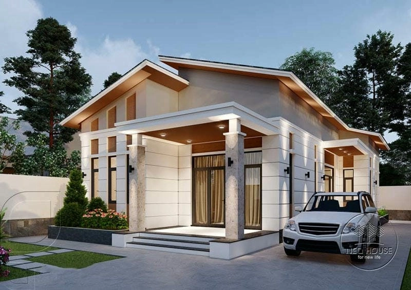 Nhà cấp 4 mái lệch nhỏ gọn 4m đẹp