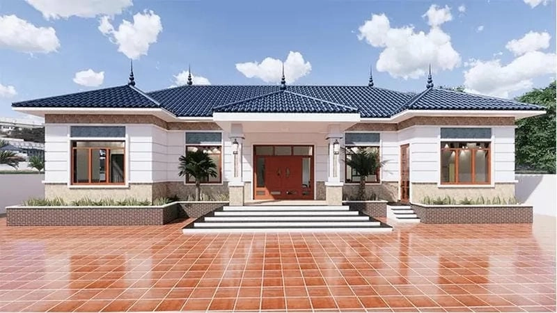 mẫu thiết kế nhà cấp 4 4 phòng ngủ bố trí thông minh tiện lợi