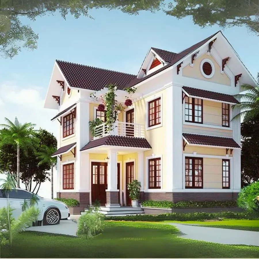 Ngắm mẫu nhà chữ l 2 tầng đẹp ở nông thôn hiện đại