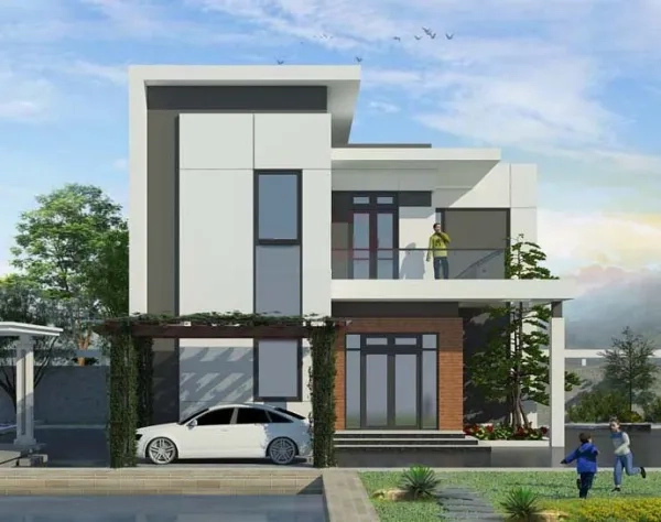 Ngắm mẫu nhà chữ l 2 tầng mái bằng đẹp tiện nghi