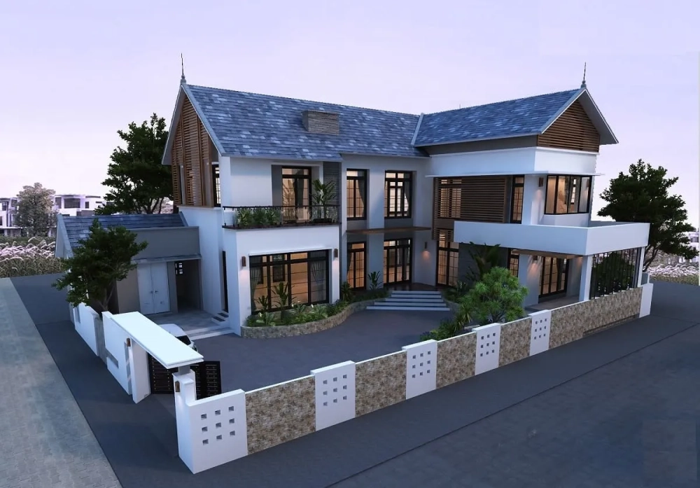 Ngắm mẫu nhà chữ l 2 tầng mái nhật đẹp cuốn hút