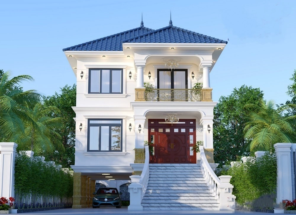 Ngắm ngay mẫu nhà 2 tầng 4 phòng ngủ hiện đại tiện nghi đầy đủ