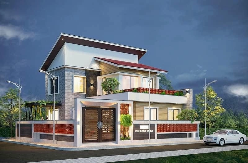 mẫu nhà 1 trệt 2 lầu 1 tum tăng thêm diện tích sử dụng tiện lợi