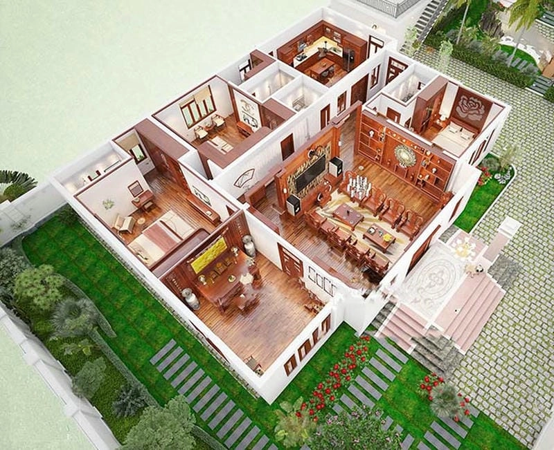 Ngắm nhìn những mẫu nhà 1 tầng 3 phòng ngủ được yêu thích