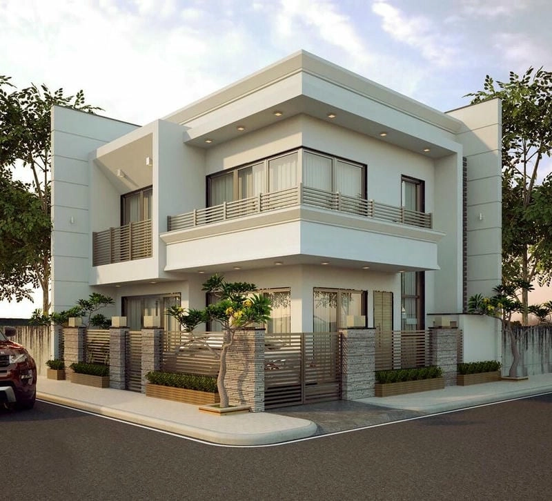 mẫu nhà lô góc hiện đại hài hòa giữa thẩm mỹ và tiện ích