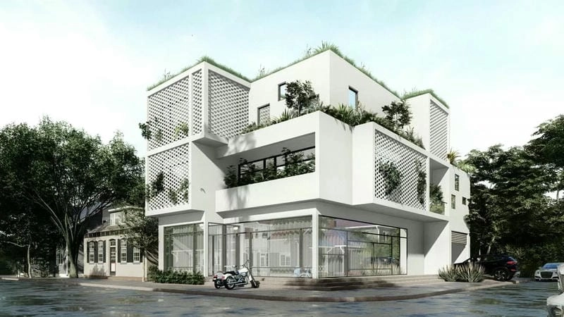 mặt tiền nhà lô tạo điểm nhấn cho cả khu phố