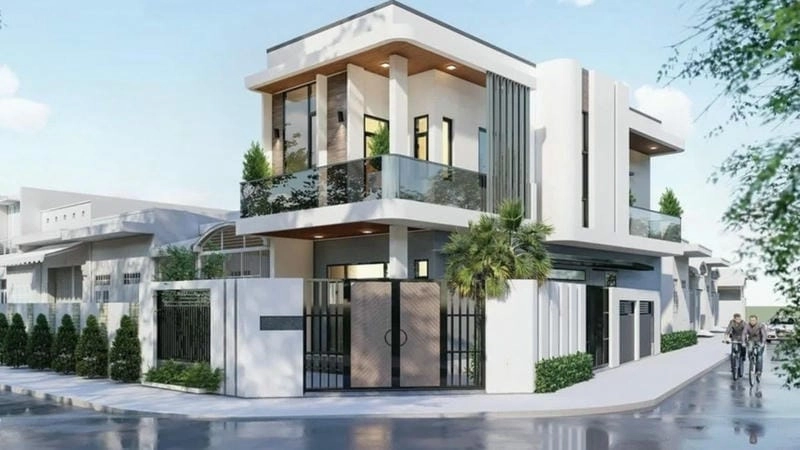 mẫu nhà lô góc 2 mặt tiền dành cho gia đình đông người