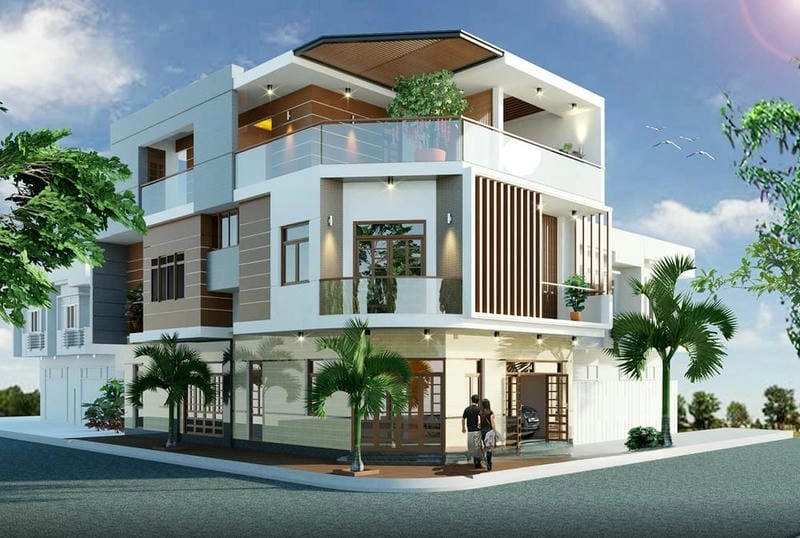 nhà lô góc đẹp nhỏ gọn phù hợp phố thị hiện đại