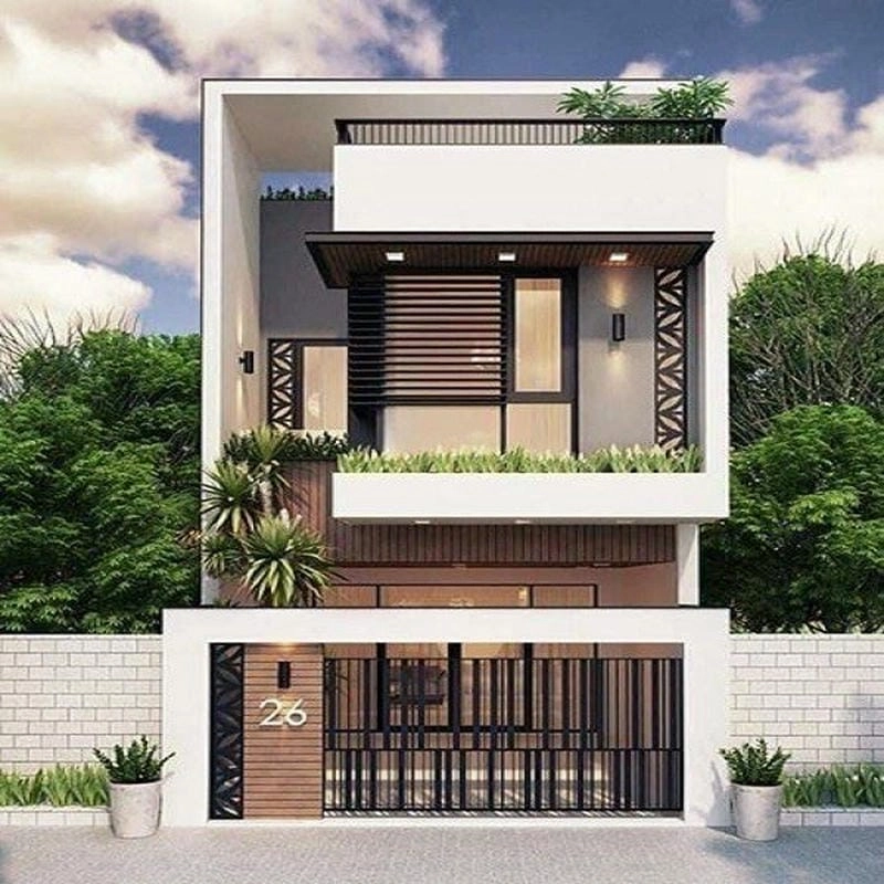 Tham khảo mẫu nhà hộp vuông 2 tầng cân đối hài hòa