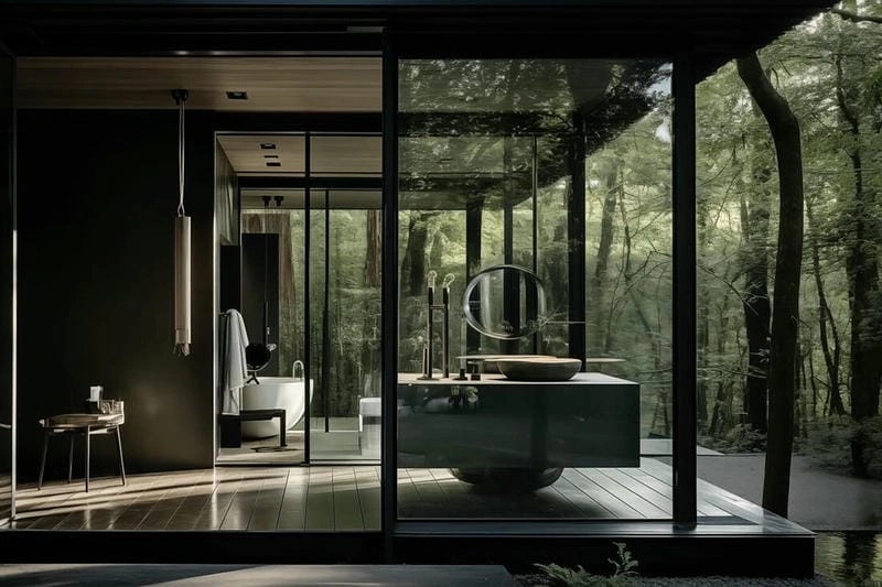 mẫu nhà cấp 4 bằng kính thanh lịch và gần gũi thiên nhiên