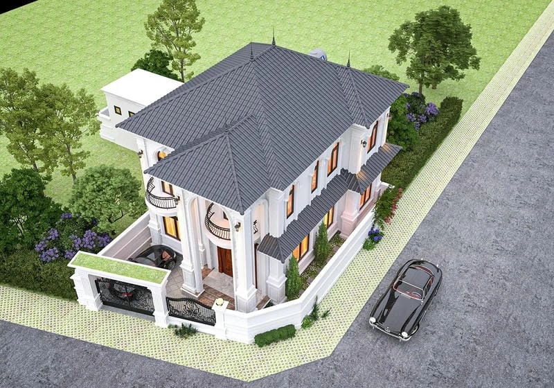 nhà lô góc 2 mặt tiền 2 tầng thiết kế hiện đại hút mắt