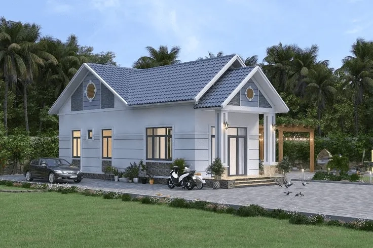 Khám phá mẫu nhà mái thái 1 tầng mặt tiền 8m rộng thoáng