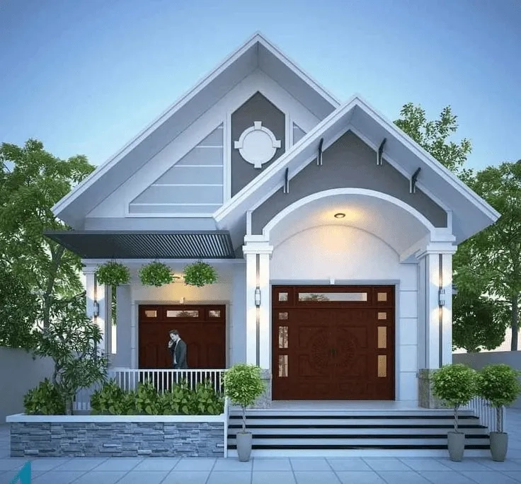 Tham khảo mẫu nhà mái thái 1 tầng 2 phòng ngủ gọn xinh