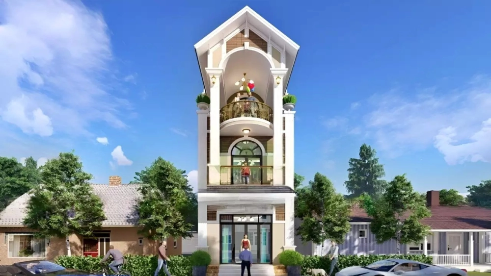 Xem mẫu nhà mái thái ngang 8m rộng thoáng mẫu nhà mái thái 3 tầng