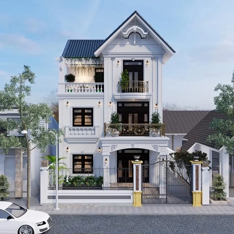 Rộng rãi với mẫu nhà mái thái 5 phòng ngủ tinh tế mẫu nhà mái thái 3 tầng